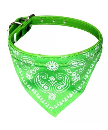 Cat collar with bandana in paisley look and buckle in size S: 20-26cm neck circumference (GREEN)