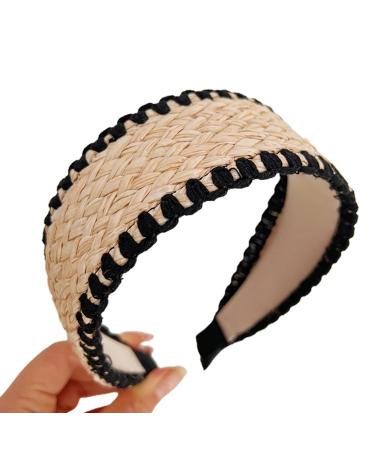amangul Elegant Wide Hair Bands Photo Booth s Wide Headband Party Headpiece Garland Knotted Headband for Music Festivals(Black No Knot)