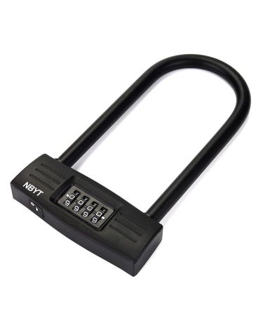 NBYT 4 Digit Resettable Combination Bike U Lock / D Lock for Bikes / Glass Door Lock, 14mm Shackle for Heavy Duty Protection Long Bicycle Padlock(6.5 inches Inside)