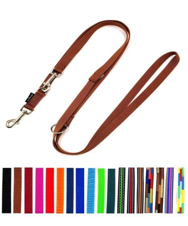 Dog leash double leash adjustable 2m / 2.40m / 2.80m / 3.50m / 5m large dogs 20mm/25mm (Brown 25mm 2.00m) Brown 25mm 2.00m