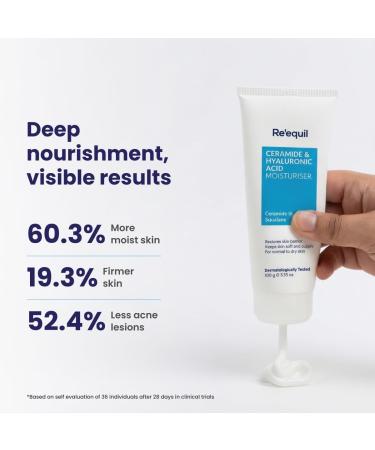 Ceramide & Hyaluronic Acid Face Moisturizer | Barrier Repair Cream | Long-Lasting Hydration | For Normal to Dry Skin | 100 g - Buy Online on GoSupps.com