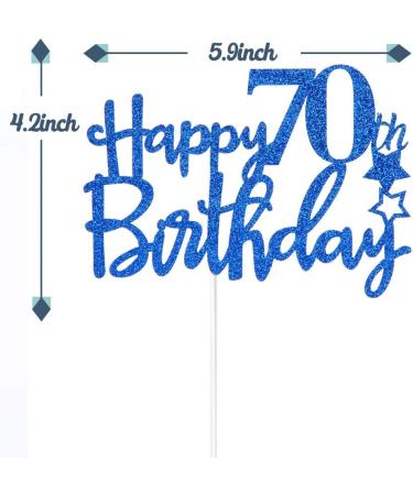 Tenhaisi Glittery Navy Blue Happy 70th Birthday Cake Topper Cheers to 70 Anniversary Birthday Party Decoration - 70 & Fabulous Cake Topper for Men Women Stepping Into 70 Party Decoration - Buy Online on GoSupps.com