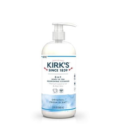 Kirk's - 3-IN-1 HEAD TO TOE NOURISHING CLEANSER - Premium Coconut Oil & Aloe Vera 32 fl oz (946ml)