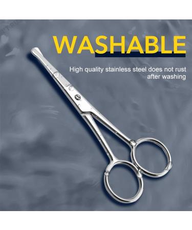 Professional Stainless Steel Facial Hair Scissors - Small Round Ended Scissors for Ear, Nose, Eyebrows, Beard, Eyelash, and Moustache - Big Size 10 Silver - Buy Online on GoSupps.com