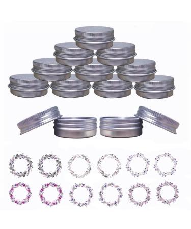 JOYWEE Aluminum Tin Jars 24 Pack.5 Oz/15ml - Empty Cosmetic Metal Tins for Candle, Lip Balm, Salve, Makeup - Screw Cap Lid, Round Pot Container - Buy Online on GoSupps.com