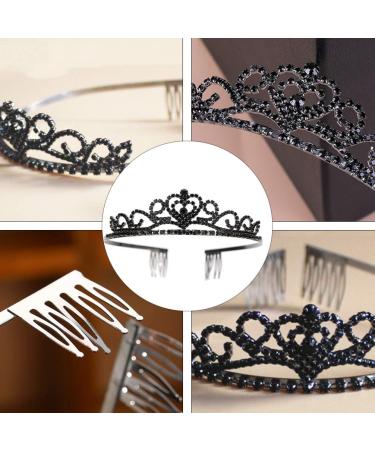 Lurrose Rhinestone Crowns Tiaras with Comb Headband for Girl Women Bridal Birthday Party Wedding Prom (Black) - Buy Online on GoSupps.com