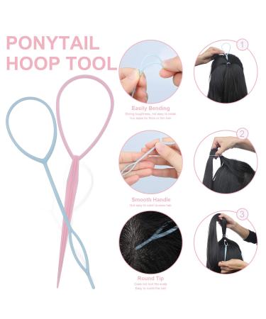 10Pcs Hair Loop Tool Set with Topsy Tail Hair Tools, Ponytail Cutter, Rat Tail Comb, 200 Summer Colors Rubber Bands and Baby Hair Ties - Hair Styling Kit for Women - Buy Online on GoSupps.com