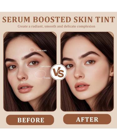1 Pi ce B ton de fond de teint avec 1 houppette noire triangulaire s rum boosted Skin Tint Balm - Fond de teint hydratant solide - Buy Online on GoSupps.com