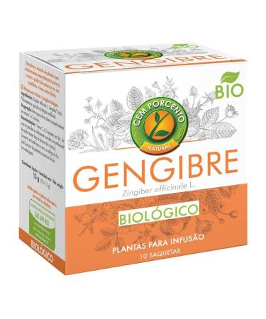 Cem Porcento - Ginger (Zingiber officinale L.) BIO - 8 x 10 teabags (total: 80 teabags)
