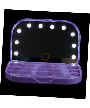 FRCOLOR Led Eyelash Organizer With Mirror Led Lighting Compact Solution For False Eyelashes Including Storage Space For Eyelash Curler Makeup Accessories For Travel