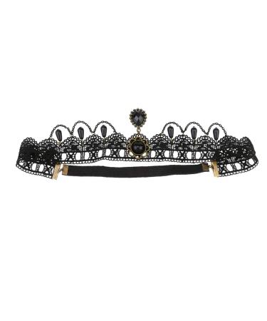 Halloween Lace Hairband | Gothic Lolita Crown & Vampire Headdress | Black Gemstone Hairband for Parties - Buy Online on GoSupps.com