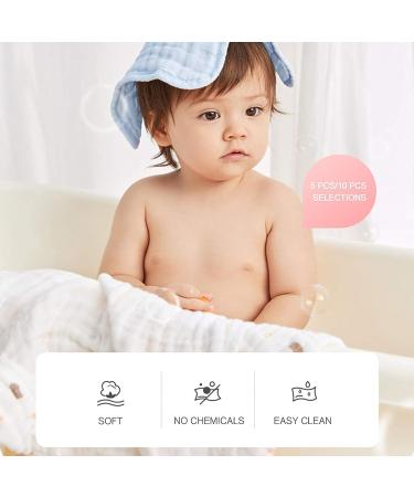 Teogneot 5 Pcs Baby Towels - Soft Muslin Washcloths for Sensitive Skin | Perfect Newborn Gifts | 30 x 30 cm - Buy Online on GoSupps.com