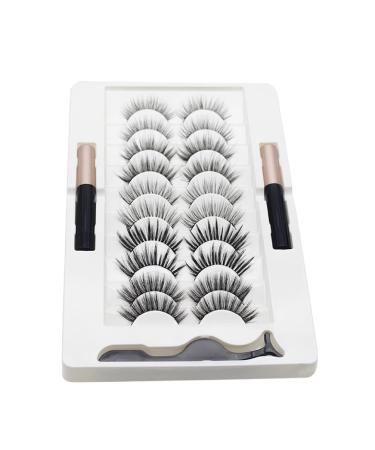 10 Pairs Magnetic Eyelashes And Eyeliner Kit Reusable 3D Magnetic False Lashes Extension No Needed For Makeup Magnetic Eyelash Kit Natural Look Magnetic Eyelash Kit With Applicator Tool