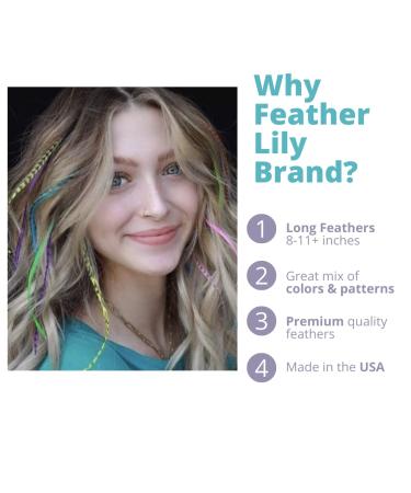 Tie Dye Rooster Feather Hair Extensions - 20 Long Thin Individual Feathers by Feather Lily - Buy Online on GoSupps.com