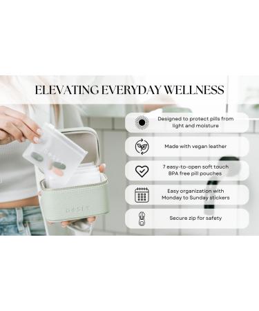 Shop Dosey Gold Travel Pill Case | Vegan Leather Daily Organizer with 7 Airtight Pill Pockets - Stylish & Functional Medication Storage - Buy Online on GoSupps.com