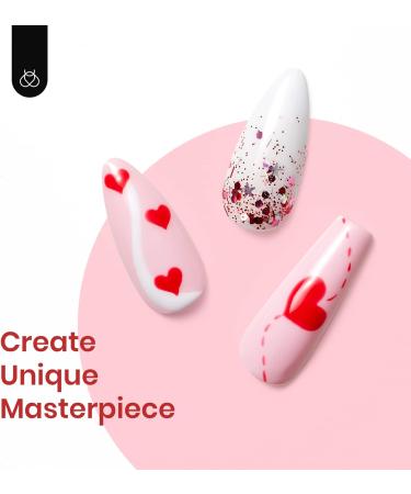 Beetles Gel Nail Polish Set - 6 Colors Pink Rose Red Glitter Kit | Fall in Love Collection for Women | Valentine's Day Nails Gifts - Buy Online on GoSupps.com