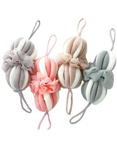 Shower Back Scrubber Bath Loofah Net Loofah Sponge Body Scrub Sponge Stretchable Back Wash for Shower for Women and Man(Size:4pcs)