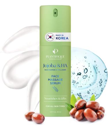 PLANTIFIQUE Gua Sha M tal pour Skincare et Massage du Visage & Serum Visage Jojoba Bio Oil - Gua Sha Huile Massage Hydratant et Anti Rides Puissant - 30 ml - Buy Online on GoSupps.com