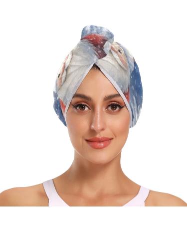 Winter Dwarf Hair Towel 2 Pack Super Absorbent Hair Drying Towel Quick Dry Hair Turbans Head Towel with Button Twisty Wrap for Women Girls