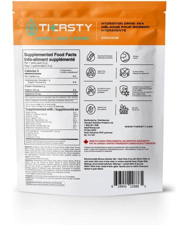 Thersty Electrolyte Powder ZERO Sugar Electrolyte Packets Designed for Rapid Hydration. All Natural Ingredients and Trusted by the World s most Demanding Insustries 40 Servings - Orange - Buy Online on GoSupps.com