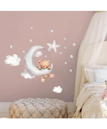 Cute Bears and Night Sky Wall Stickers for Kids' Room Decor - Moon, Stars, Clouds - Nursery Wall Decals - Buy Online on GoSupps.com