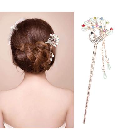 Kukiwhy Rhinestone Pearl Flower Hair Stick Set for Women - Vintage Chinese Hair Chopsticks for Styling and Chignon - 4 Pcs (4 Styles) - Buy Online on GoSupps.com