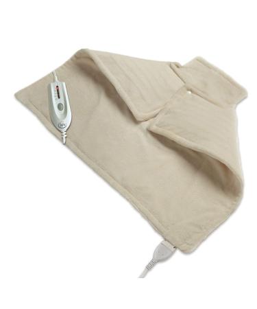 Wellrest | Therapeutic Neck and Back Warmer 4-Heat Settings with Auto Shut Off  Machine Washable  Natural