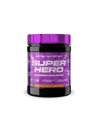 Scitec Nutrition Superhero Sugar Free Pre-Workout with Amino Acids - Herbal Extracts - Vitamins - for Energy, Concentration & Immune Support, 285 g, Red Chai Latte