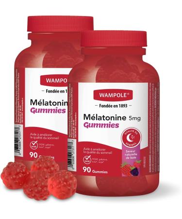 Wampole Melatonin 5 mg Gummies Help Improve Sleep Quality and Duration 90 gummies 2 Pack 90 count (Pack of 2) - Buy Online on GoSupps.com