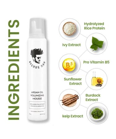 Avenue Man Argan Oil Mousse - Volumizing Foam for All Hair Types - Alcohol Free Made in USA - 6 oz - Buy Online on GoSupps.com