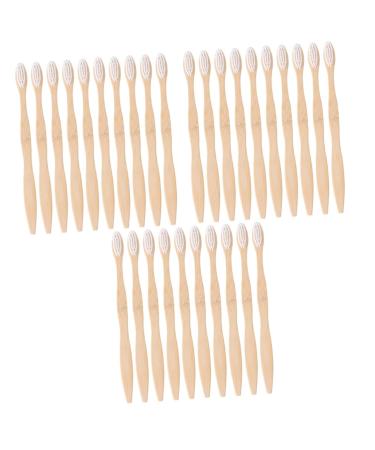 FRCOLOR 30 Pcs Bamboo Toothbrush Set Bristle Toothbrush Natural Bamboo Toothbrush Handle Toothbrushes Oral Toothbrush Brush with Toothbrush Travel Brush Wooden White Bamboo Charcoal