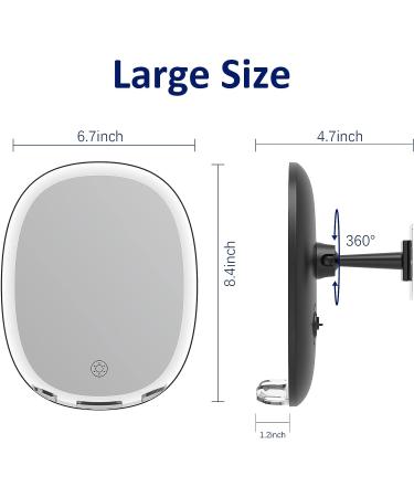 TOUCHFEEL Fogless Shower Mirror for Shaving and Makeup | Lighted, Fog Free Bathroom Mirror with Razor Holders | 3 Color Light Brightness Adjustment | Black - Buy Online on GoSupps.com