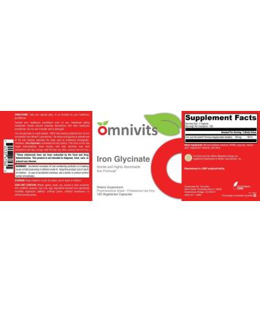 Omnivits Iron Glycinate 29mg | Ferrochel Bisglycinate Chelate | Gentle & Highly Absorbable | 120 Veg Caps - Buy Online on GoSupps.com