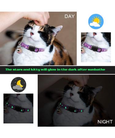 2PCS Breakaway Cat Collars with Bell - Adjustable Safe Kitten Collars - Glow in The Dark - Black&Purple - Buy Online on GoSupps.com