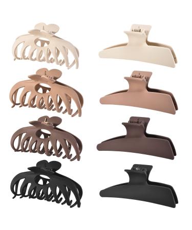 8 Packs 4.3 Inch Neutral Colors Large Hair Claw Clips for Women and Girls Strong Hold Jaw Hair Clip for Thick Hair and Sailboat Claw Clips for Thin Hair