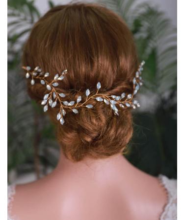 BERYUAN Opal Crystal Rhinestone Wedding Hair Vine Gold Bridal Headband for Wedding Teardrop Crystal Rhinestone Hair Accessories for Bridal Women and Girls (gold) - Buy Online on GoSupps.com
