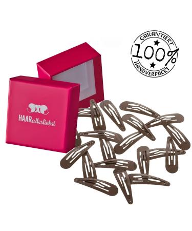HAARallerliebst Ribbed Hair Clips (20pcs | Brown | 5cm) with Pink Storage Box - Strong Hold & Stylish Organization - Buy Online on GoSupps.com