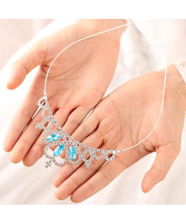 Brishow Silver Crystal Rhinestone Girls Tiara Crown - Blue Princess Birthday Headband - Buy Online on GoSupps.com