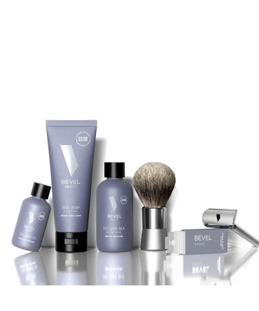 Shaving Kit for Men by Bevel - Starter Shave Kit, Includes Safety Razor, Shaving Brush, Shave Creams, Oil, Balm and 20 Blades. Clinically Tested to Help Prevent Razor Bumps Shave Kit (New Version)