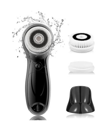 TOUCHBeauty Facial Cleansing Brush for Men Face Scrubber with Advanced PBT Bristles Spin Brush & Stand,Facial Cleansing System Designed for Men |Dual speed, Waterproof, Battery Powered TB-0759M Black