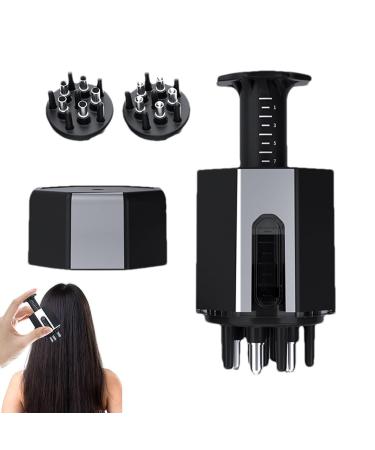 Hair Oil Applicator & Scalp Massager Brush | Portable Head Massage Tool for Home & Travel - Black Version - Buy Online on GoSupps.com
