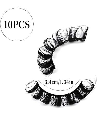 10 Pairs False Eyelashes Russian Strip Lashes Invisible Band Natural Look Fluffy Wispy Faux Mink Lashes Wispy Fluffy 3D Effect Hybrid Strip Lashes - Buy Online on GoSupps.com