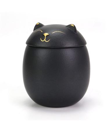 MEETPET Cat Urn Dog Urn Sized 3.2x2.9 and 4.9x4.25. A Smiley-Cat Pet Urn with a Memoria Card.Cat Urns for Ashes for Your Pet 12cu/in Black