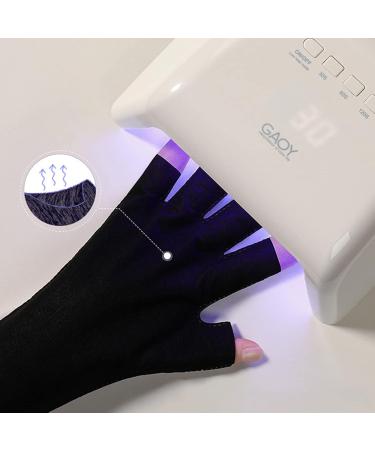 Anti-UV Gloves for Gel Nail Lamp Cool Breathable Bouncy Gel Nail Lamp UV Gloves Nail Gloves Gel Manicure Gloves Nail Mitt Protects Fingers from Uv For Nail Art Gel UV LED Lamp Tool(Black) - Buy Online on GoSupps.com