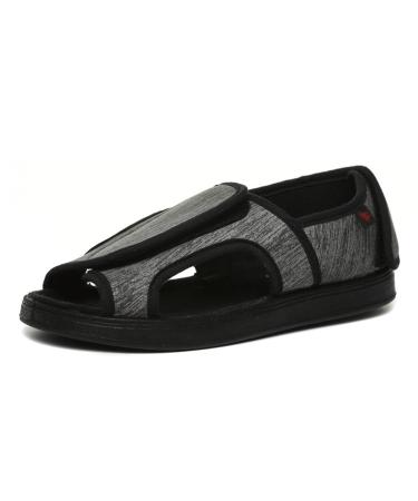 Lfzhjzc Diabetic Shoes with Adjustable Closures and Heel Elderly Shoes Easy to Put on and Take Off Diabetic Slippers for Edema and Swollen Feet (Color : Gris Size : 5) 5 Gris