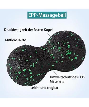 Fascia Ball Set for Deep Tissue Massage | Peanut & Lacrosse Balls for Neck Back Spine & Feet Relief | Trigger Point Release - Green - Buy Online on GoSupps.com