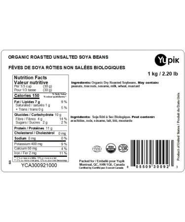Yupik Organic SOYA Nuts (Dry Roasted Unsalted) Non-GMO Vegan Gluten-Free 1Kg 1 kg (Pack of 1) - Buy Online on GoSupps.com