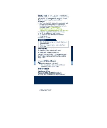 Buy Nivea Men Sensitive 3-Day Beard Hydro Gel - Soothing 50ml Moisture Cream for Men with Sensitive Skin - International Shipping Available - Buy Online on GoSupps.com