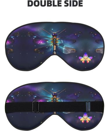 Galaxy Dragonfly Print Unisex Sleep Mask - Double-Sided Eye Mask for Sound Sleep & Skin Care - Buy Online on GoSupps.com