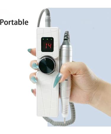 White Mini Nail Drills for Acrylic Nails and Natural Nails USB Rechargeable 30000 RPM Nail Drill Kit with Ceramics Drill Bits - Buy Online on GoSupps.com